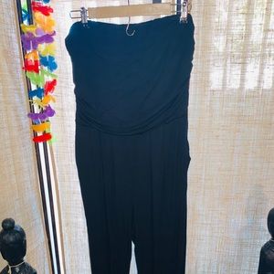 Black strapless romper